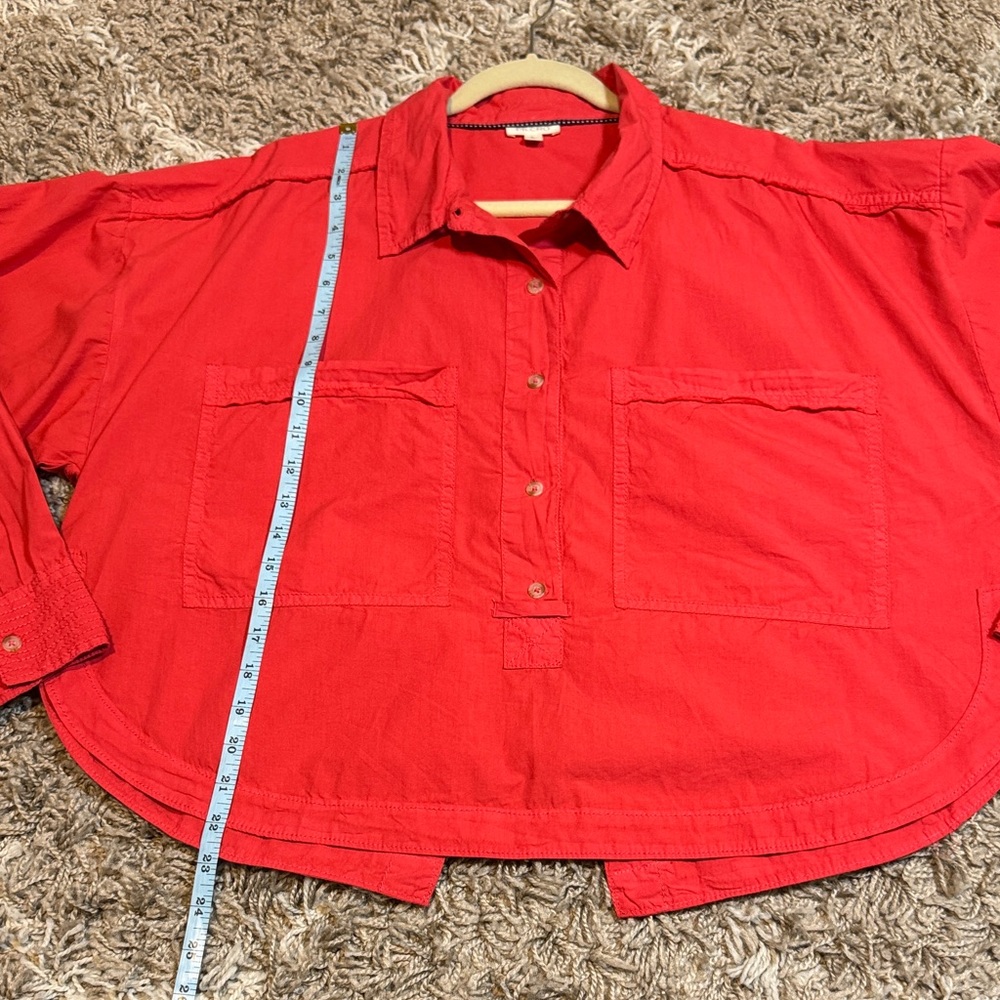 Pilcro Anthropologie Back Split Oversized Cotton Shirt size Large - Picture 14 of 16
